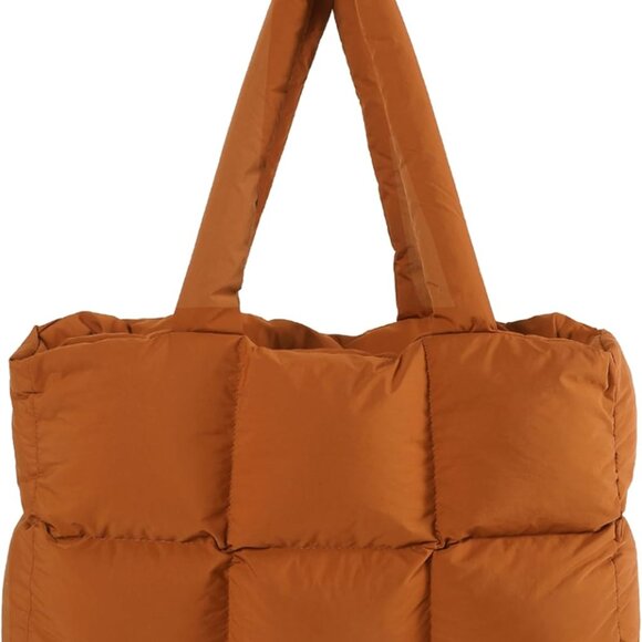 Quilted Puffer Handbag - Lightweight Tote with Large Capacity & Versatile Use - Picture 1 of 7